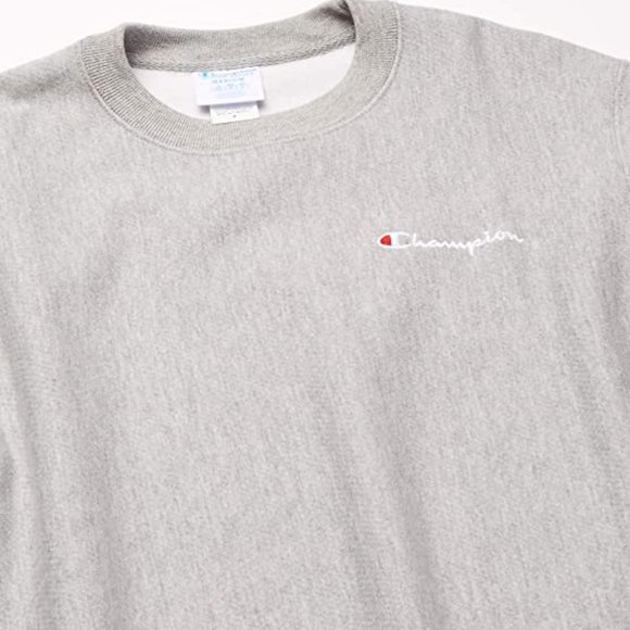Champion Reverse Weave Crew Neck Fleece Sweatshirt Script Oxford Grey 3XL BIG - Picture 7 of 11